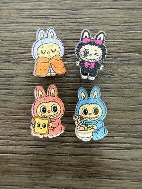 4 Labubu croc charms